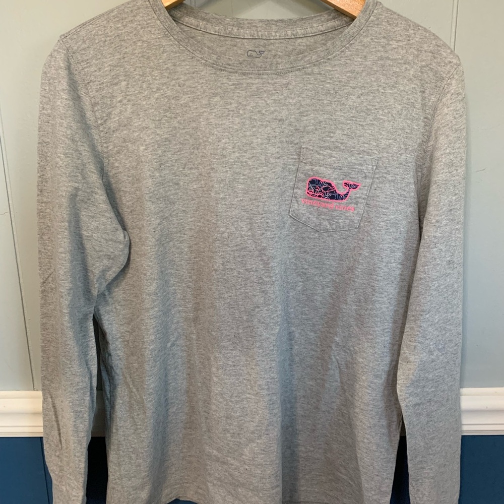 Vineyard Vines Gray Tee with Blue Logo